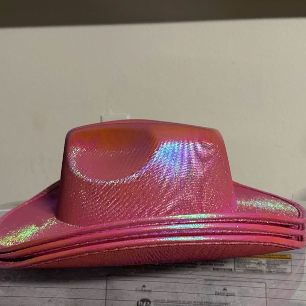 3 Metallic Pink Iridescent Cowboy Hat